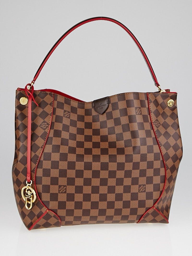Louis Vuitton Monogram Canvas Caissa Hobo Damier in Brown with red Trim