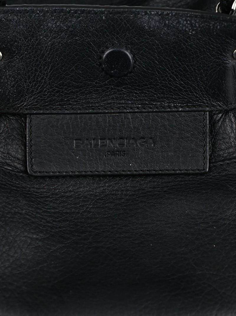 Balenciaga Black Calfskin Leather Mini Papier A4 Magnet Tote