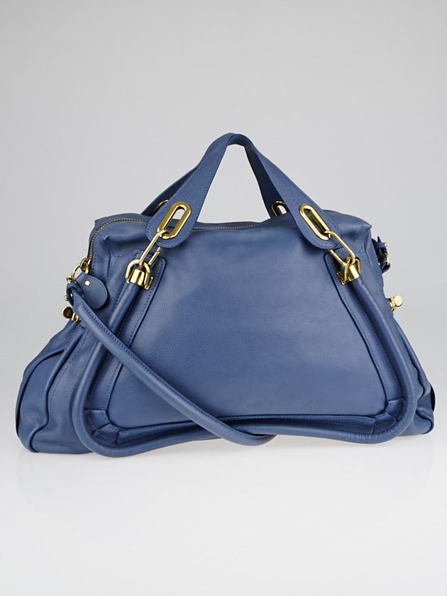 Chloe Scuba Blue Calfskin Leather Large Paraty Bag