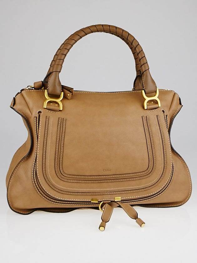 Chloe Nut Calfskin Leather Large Marcie Satchel Bag