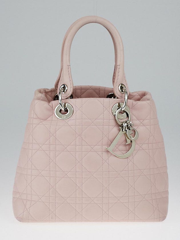 Christian Dior Pink Cannage Quilted Leather Lady Dior Small Tote Bag
