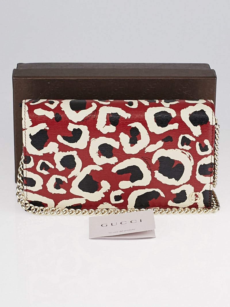 Red leopard sales print clutch bag