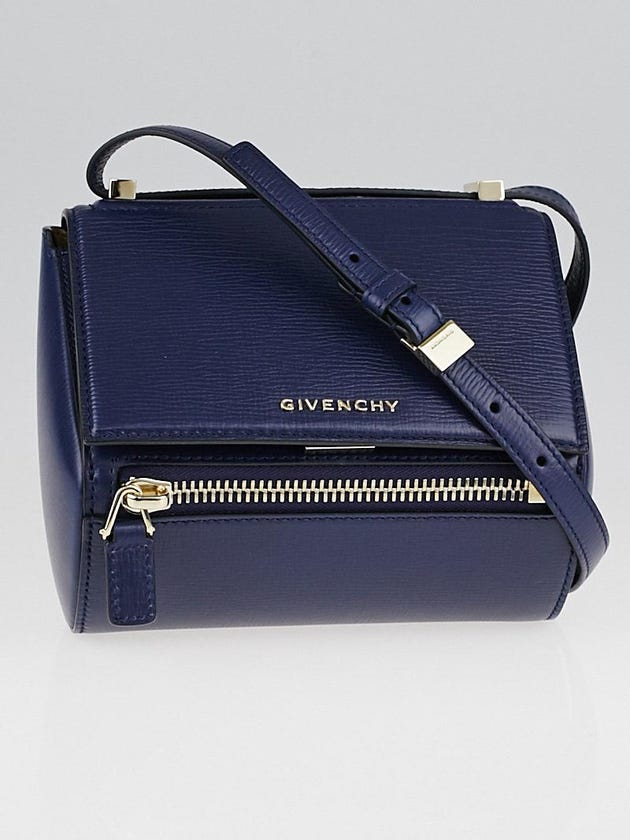Givenchy Navy Blue Grained Leather Pandora Box Mini Crossbody Bag
