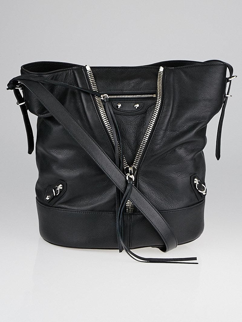 Solformørkelse Smelte til Balenciaga Black Calfskin Leather Papier Drop Bucket Bag - Yoogi's Closet