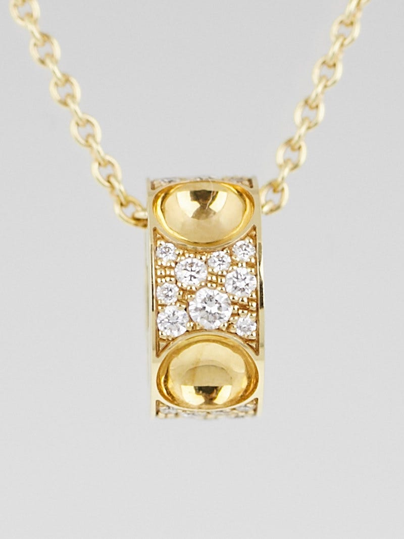 LOUIS VUITTON DIAMOND 18K YELLOW GOLD MINIATURE LV PENDANT