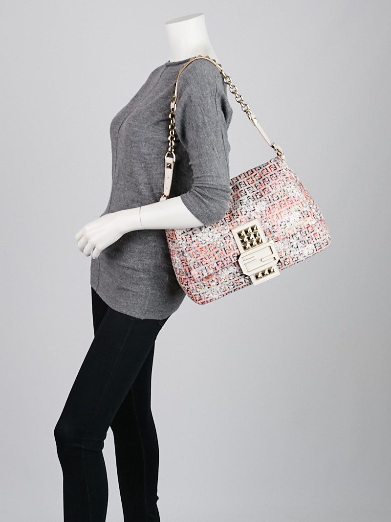 素晴らしい外見 Fendi Pink Zucchino Canvas Studded Forever Mama Bag 8BR638 ハンドバッグ