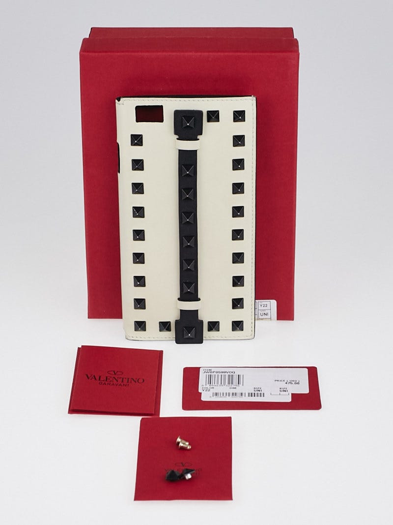 Valentino Cream Leather Black Rockstud iPhone 6 Case