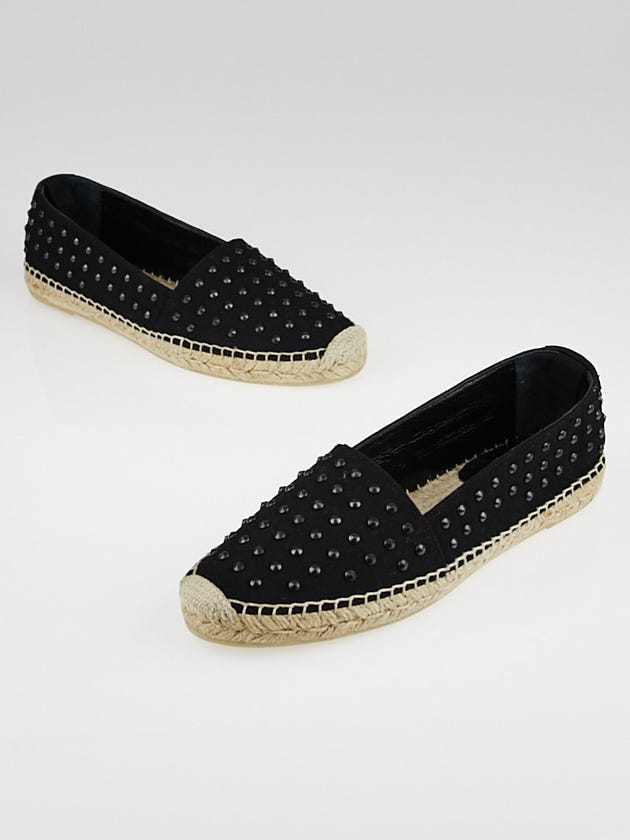 Yves Saint Laurent Black Studded Canvas Espadrille Flats Size 8/38.5