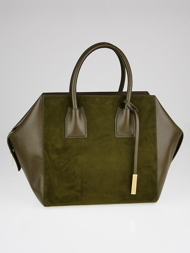 Stella McCartney Olive Green Faux Suede and Faux Leather Beckett