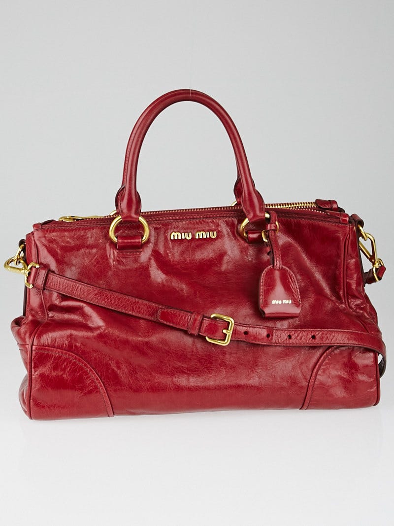 Miu Miu Rubino Vitello Shine Leather Tote Bag RN1091