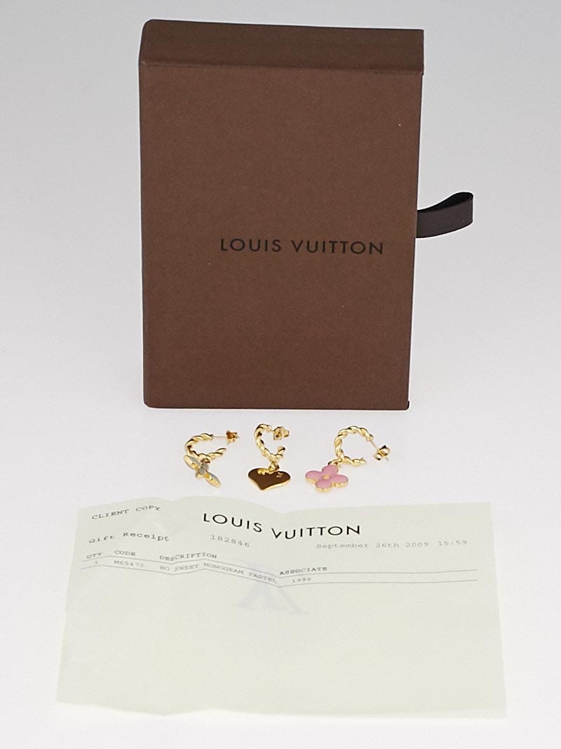 LOUIS VUITTON Goldtone Metal Pink Sweet Monogram Charms Set of