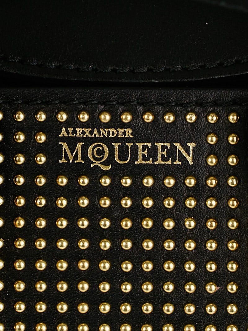 マックイーン商品 Alexander McQueen Black Leather Studded Mini Heroine Bag