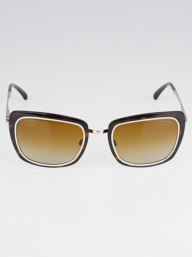 Chanel Tortoise Plastic and Metal Square Frame Sunglasses-4203