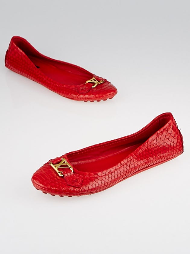 Louis Vuitton Red Python Oxford Ballet Flats Size 8.5/39