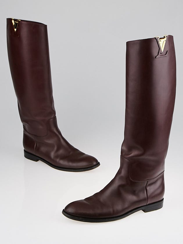 Louis Vuitton Burgundy Leather Heritage High Boots Size 8.5/39