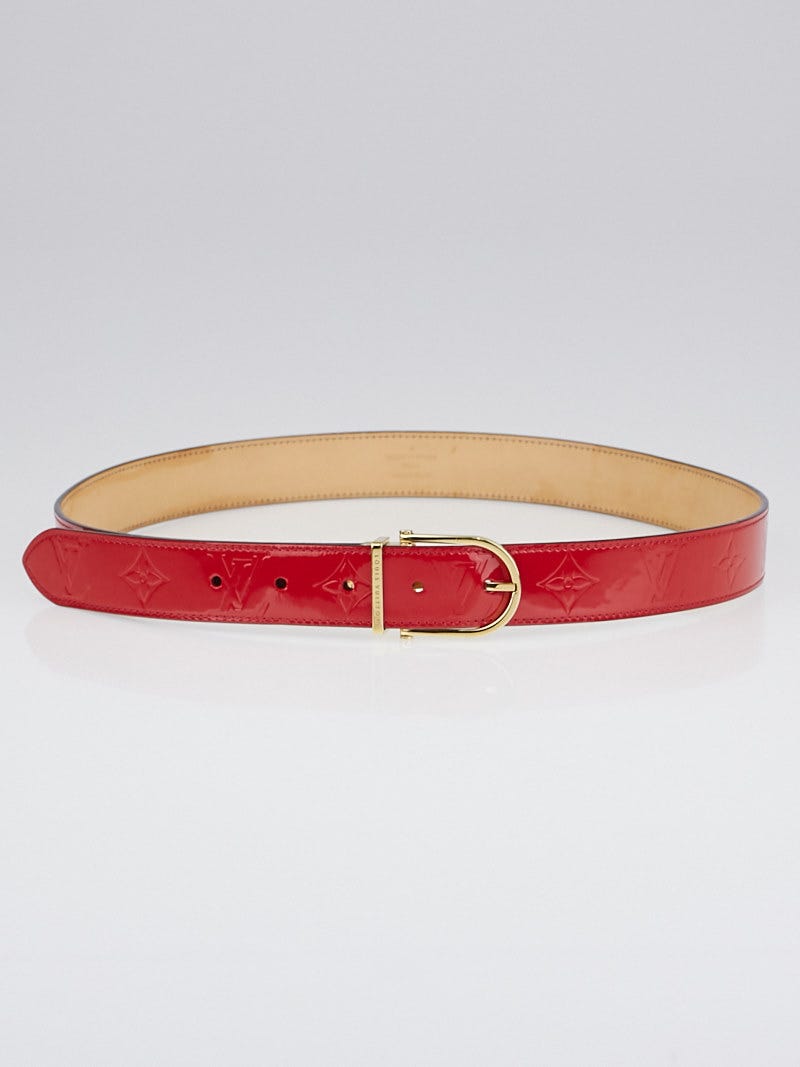 Louis Vuitton Red Pomme D'Amour Monogram Vernis Belt Size 90/36