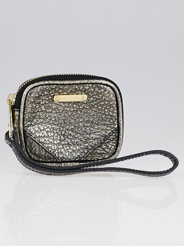 Burberry Silver Grained Leather Coin Purse