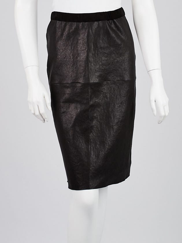 Isabel Marant Black Lambskin Leather/Suede Devon Skirt Size 8/40