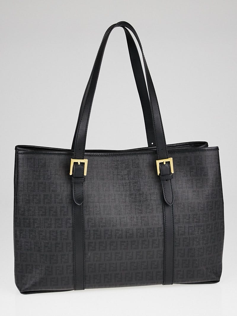 Fendi Black Zucchino Print Spalmati Coated Canvas Tote Bag 8BH238