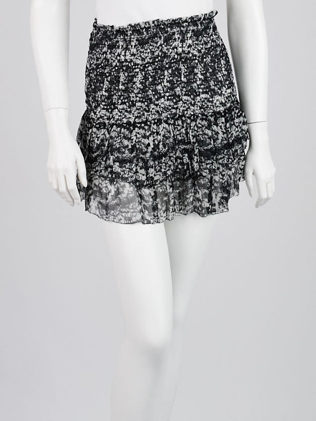 Isabel Marant Etoile Black/White Silk Tiered Mini Skirt Size 6/38