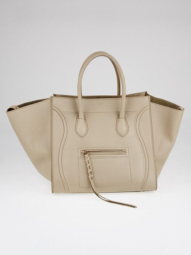 Celine Taupe Grained Calfskin Leather Medium Phantom Luggage Tote Bag
