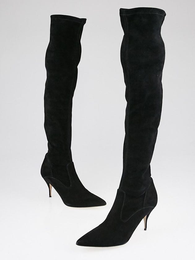Valentino Black Suede Knee-High Boots Size 9/39.5