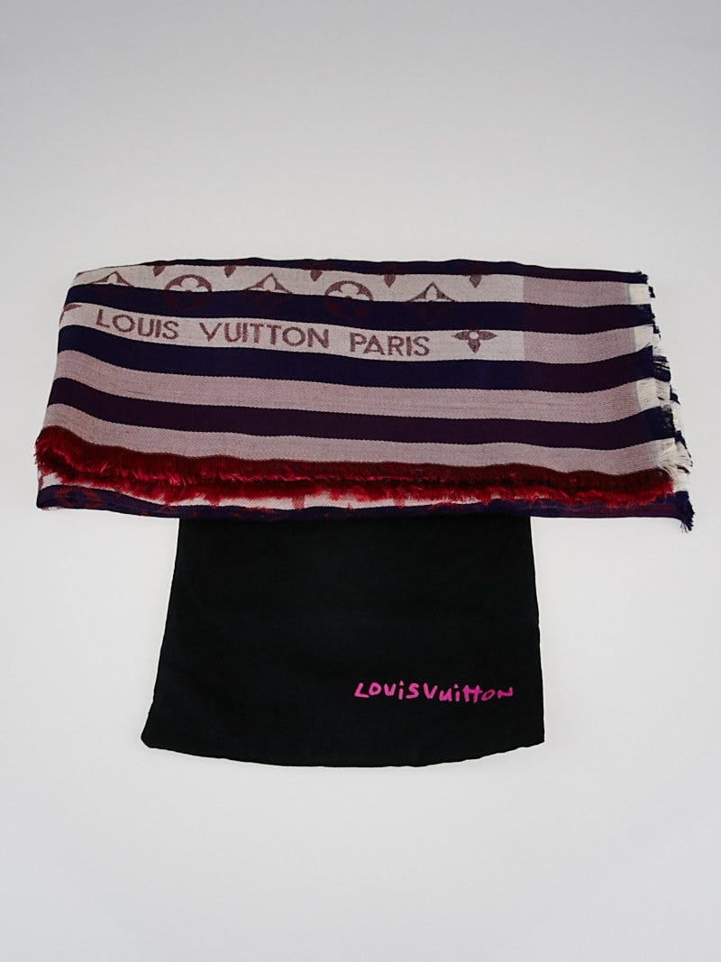 Louis Vuitton Pink/Purple Monogram Silk/Wool Shine Shawl Scarf - Yoogi's  Closet