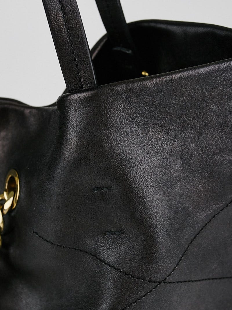 トートバッグ Lanvin Large Tote Bag In Black Brushed Leather Lanvin Large Cat Leather Tote Bag | Black | FARFETCH