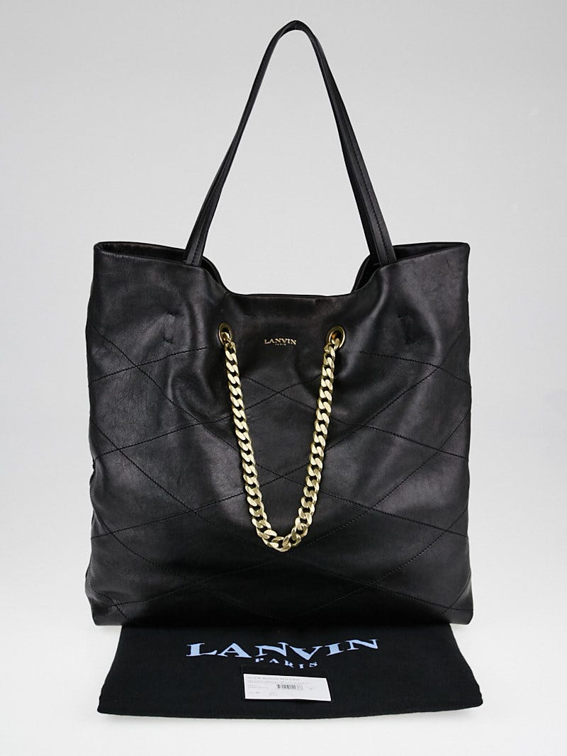 Lanvin Black Lambskin Leather Carry Me Medium Tote Bag Yoogi s Closet