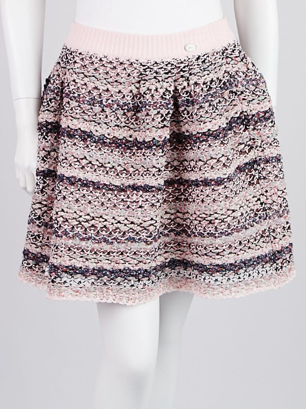 Chanel Multicolor Knit Cotton Blend Mini Skirt Size 8/40