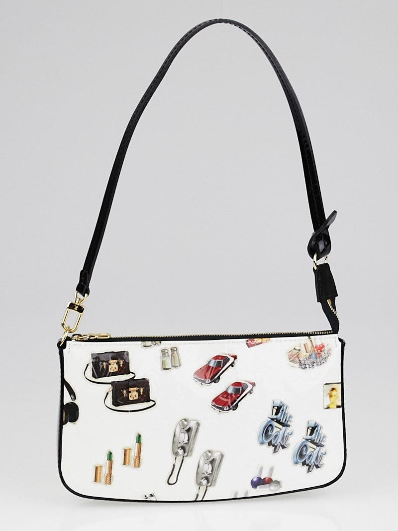 Louis Vuitton White/Black Monogram Vernis Stickers Accessories Pochette Bag  at 1stDibs