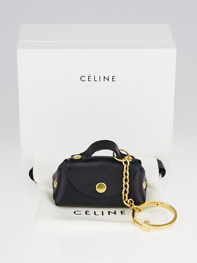 Celine Black Leather Handbag Key Holder and Bag Charm Yoogi s Closet