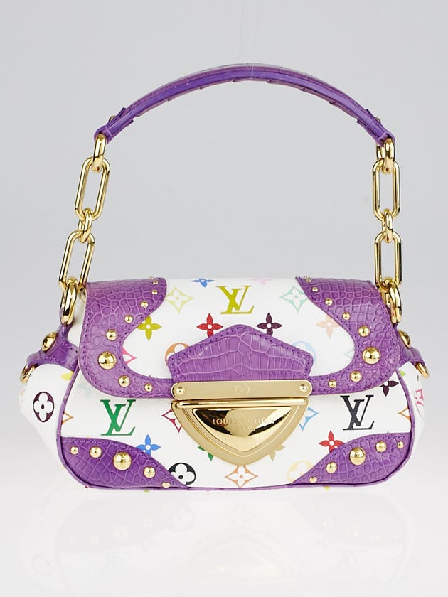 Louis Vuitton Limited Edition Purple Alligator White Monogram Multicolore Marilyn Bag