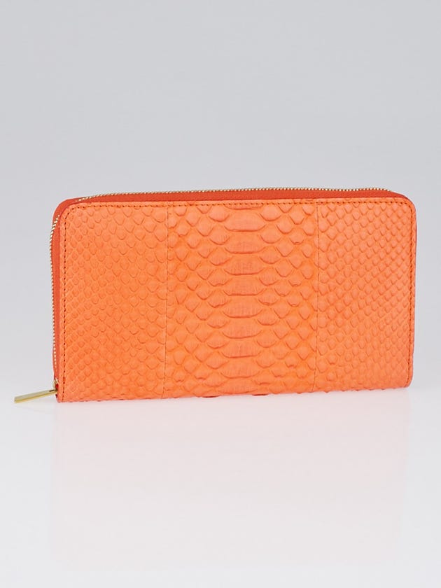 Celine Orange Python Large Zipped Multifunction Wallet