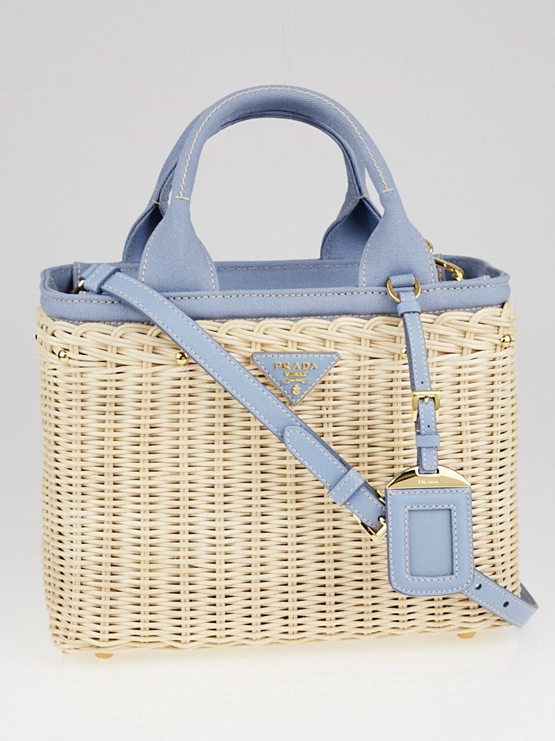 Prada Naturale/Astral Midollino and Canap Shopping Tote Bag 1BG835 |  Yoogi's Closet