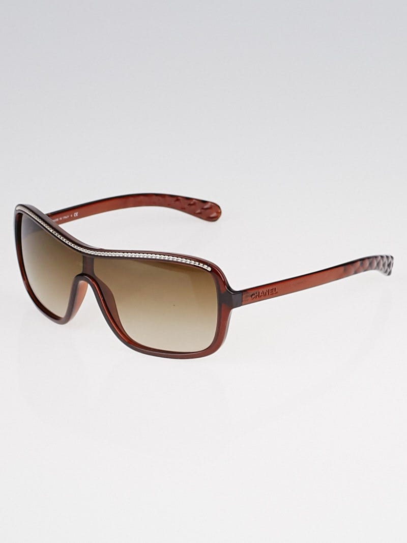 Chanel Brown Oversize Frame Gradient Tint Chain Sunglasses