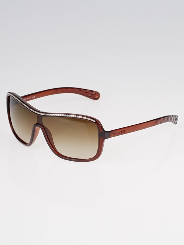 Chanel Brown Oversize Frame Gradient Tint Chain Sunglasses-6043