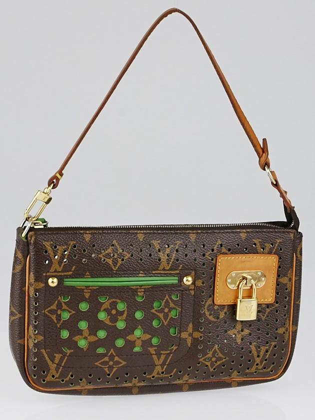 Louis Vuitton Limited Edition Monogram Perforated Green Accessories Pochette Bag
