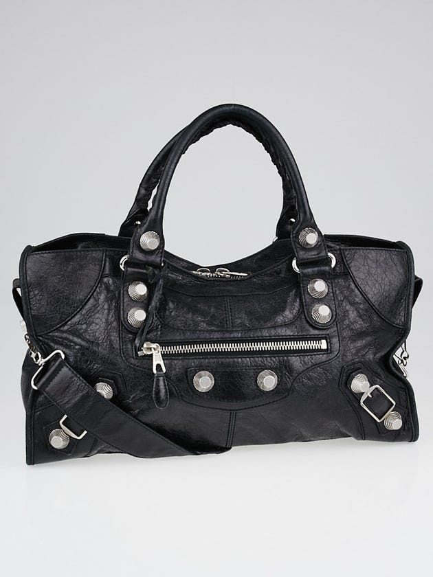 Balenciaga Black Lambskin Leather Giant 21 Silver Part Time Bag
