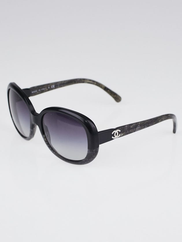 Chanel Black and Grey Print Frame Gradient Tint Sunglasses