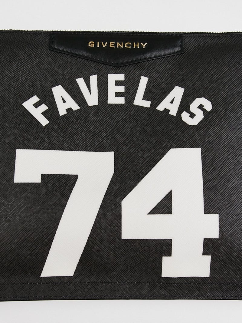 Givenchy Black Coated Canvas Favelas 74 Zip Pouch Clutch Bag Yoogi s Closet