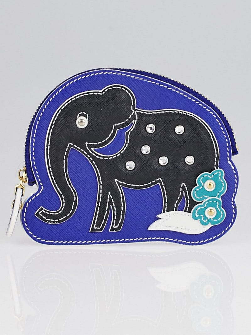 Salvatore Ferragamo Blue Saffiano Leather Elephant Wallet