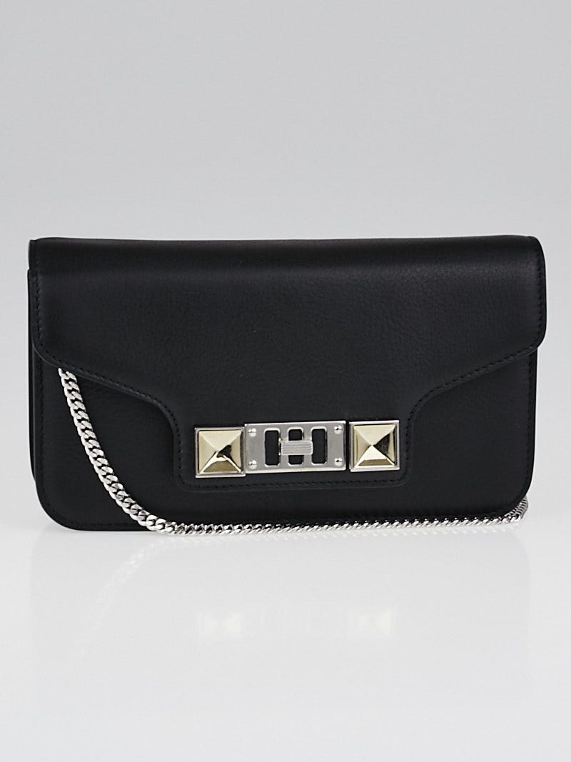 Proenza Schouler Black Smooth Calfskin Leather PS11 Wallet on a Chain Bag Yoogi s Closet