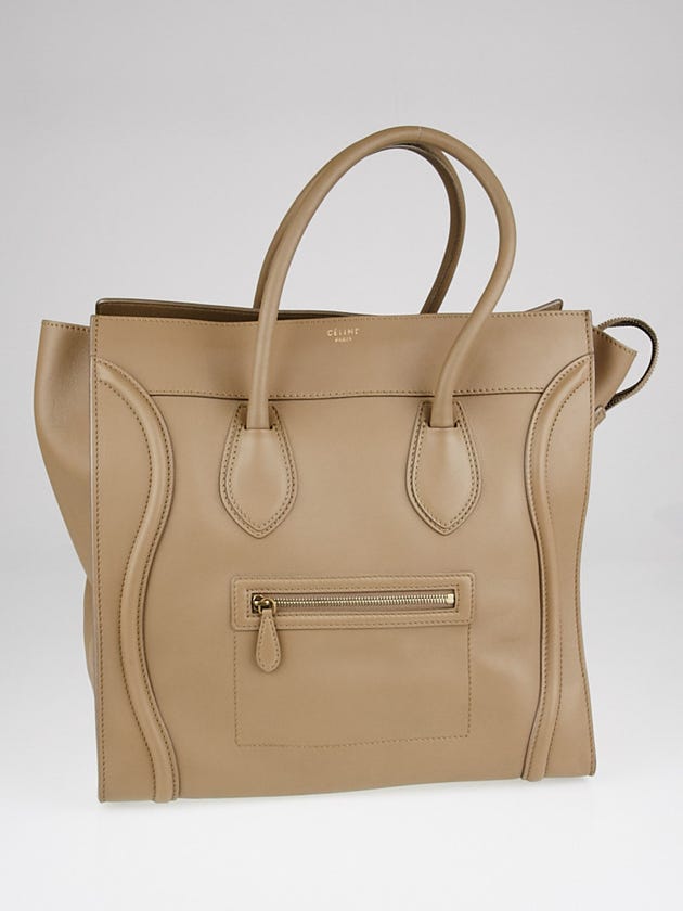 Celine Taupe Smooth Calfskin Leather Medium Luggage Tote Bag