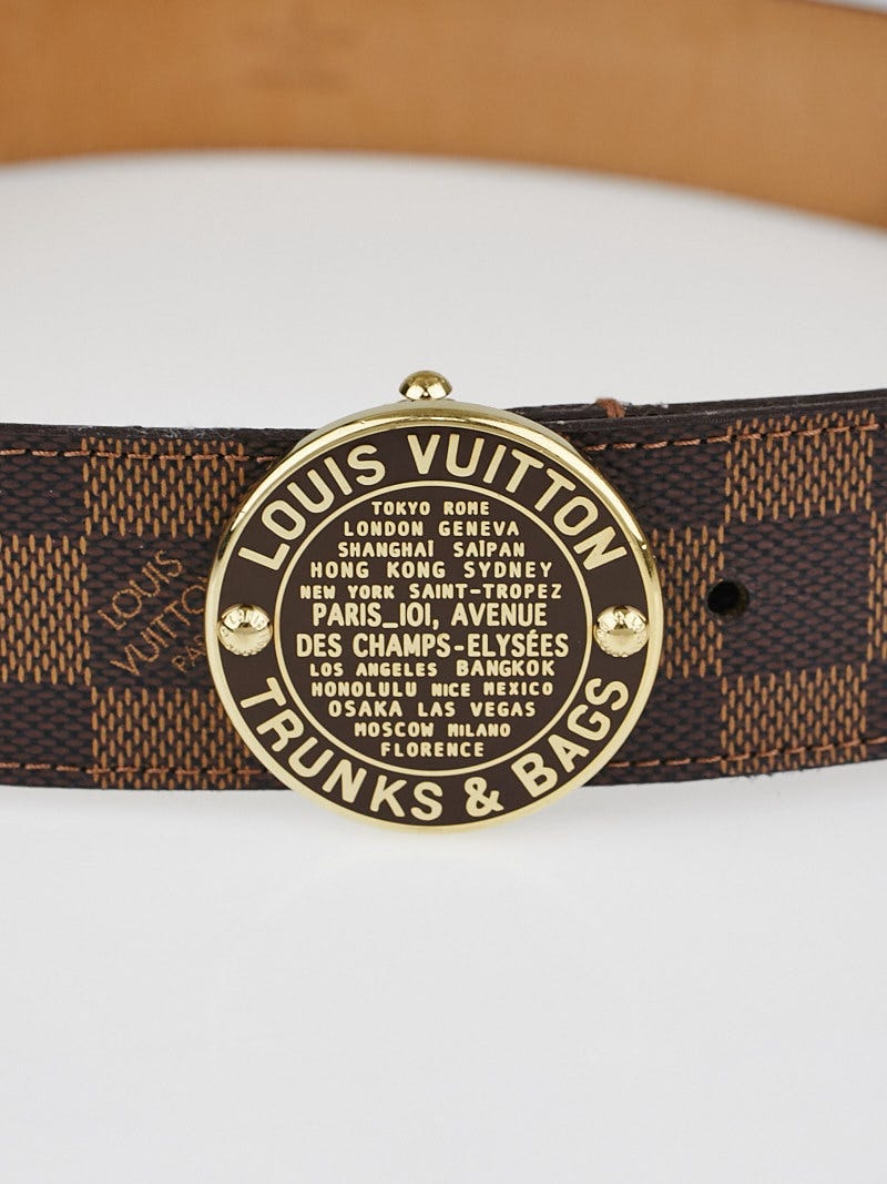 LOUIS VUITTON Damier Ebene Riveted Belt Size 90/36