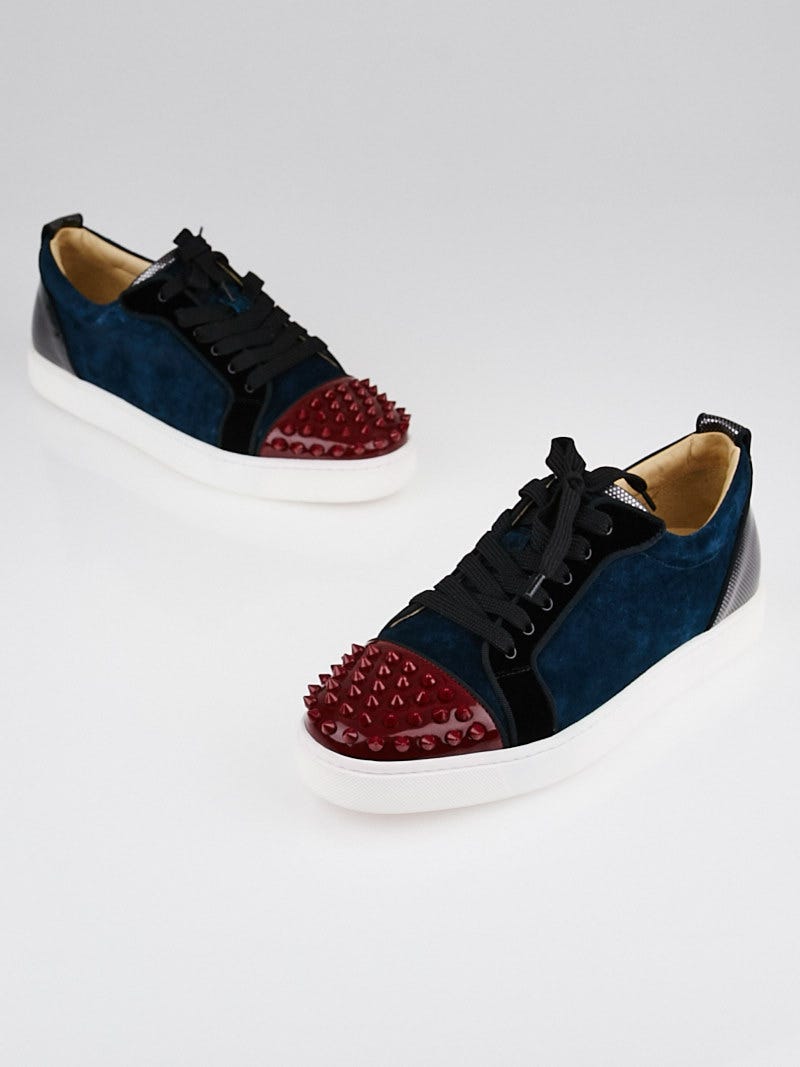 Christian Louboutin Blue Suede and Patent Leather Louis Junior
