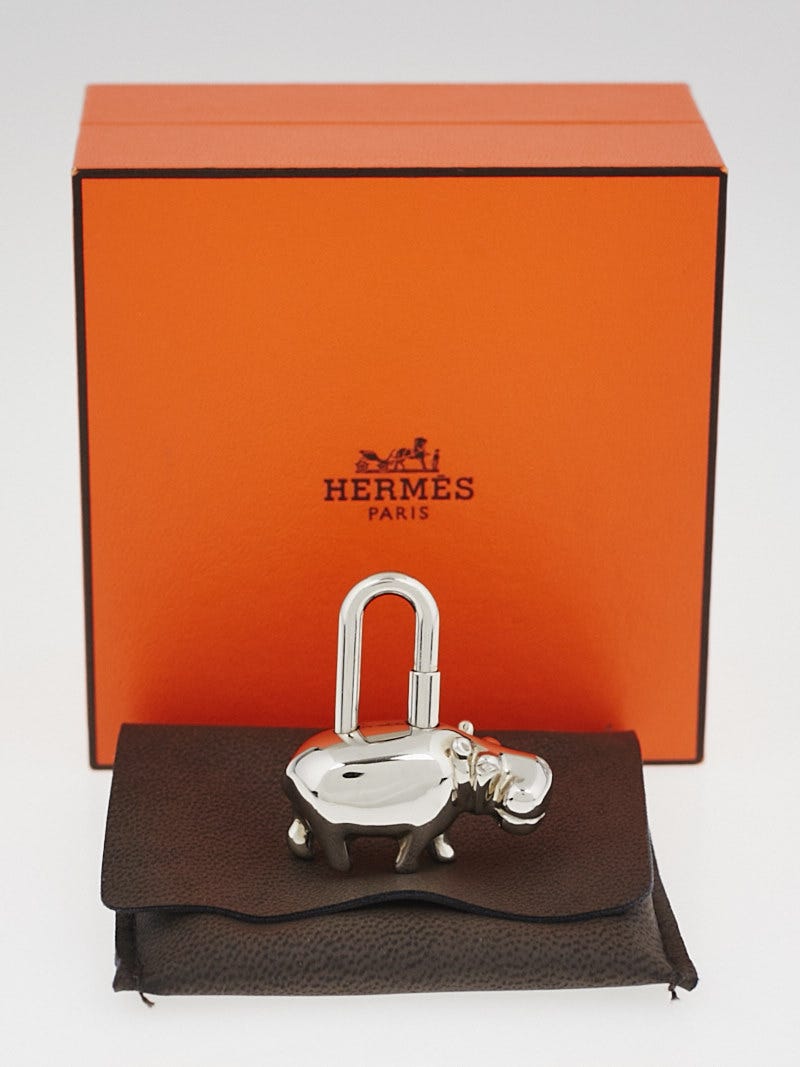 Hermès Porte cles Hippo Charm Ag925 Hermes Palladium Plated 2005 Hippopotamus Cadena Lock Charm