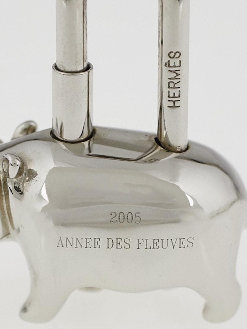 Hermes Palladium Plated 2005 Hippopotamus Cadena Lock Charm