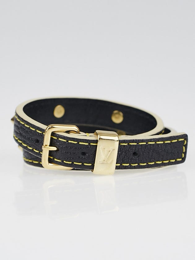 Louis Vuitton Black Suhali Leather Double Coiled Bracelet