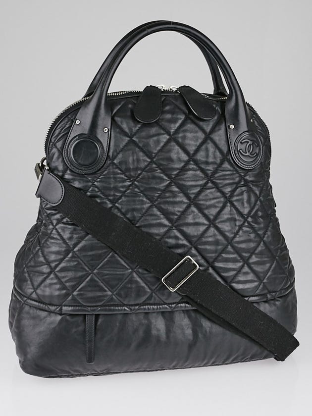 Chanel Black Quilted Coated Canvas Large Bowler Bag